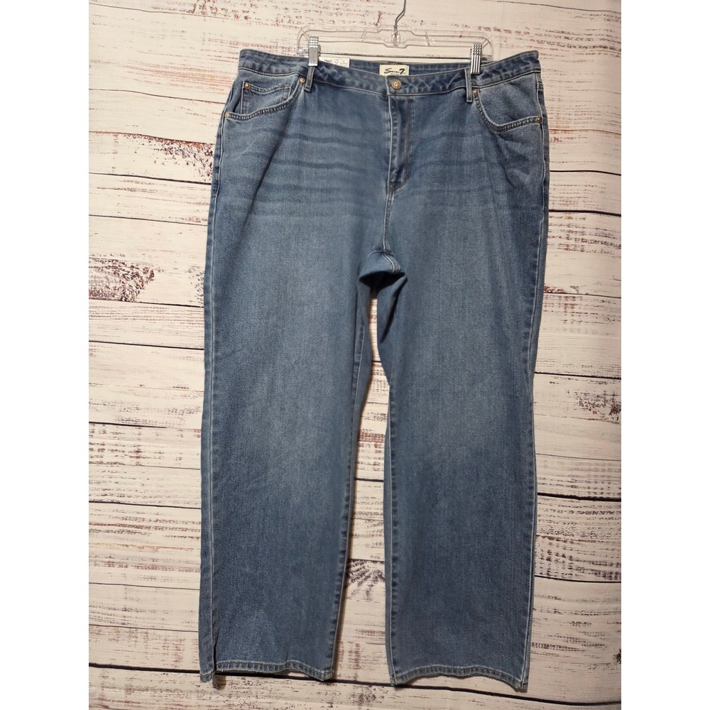 Seven7 Womens Loose Straight Jeans High Rise Medium Wash Denim Size 20W NWT